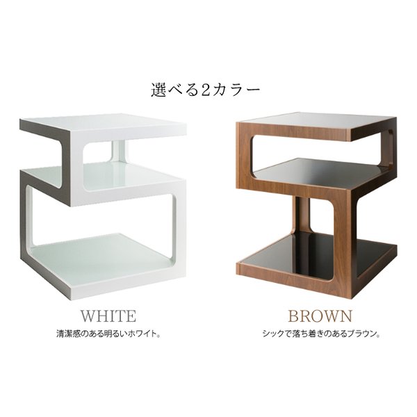宮武製作所 ミヤタケ サイドテーブル 2段 ガラス天板 ブラウン 幅40×奥行き40×高さ45cm ST-402 BR 8&frasl;25要エントリー抽選で最大1万ポイント＆クーポン配布