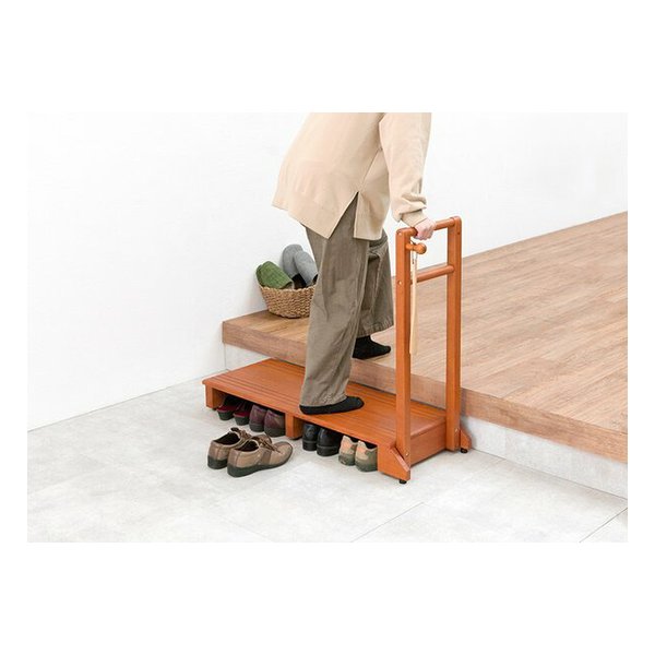 e-zoa.com｜[萩原 (ハギハラ)] 手すり付き 玄関踏み台 片手ワイド