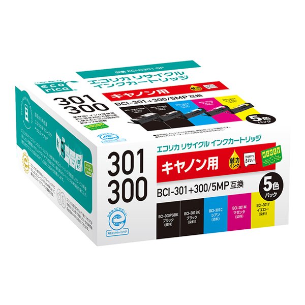エコリカ リサイクルインクカートリッジ 301 300 ecorica (エコリカ)] BCI-301+300/5MP対応リサイクルインク