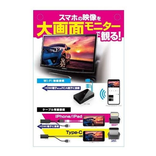 カシムラ KD-199 Miracastレシーバー HDMI/RCAケーブル付